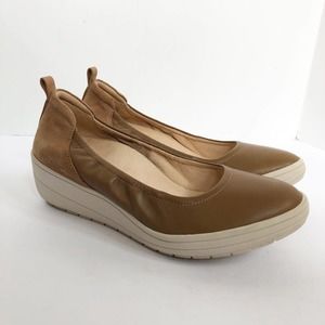Vionic Women's Jacey Wedge Slip On Comfort Leather Toffee Wedges size 6